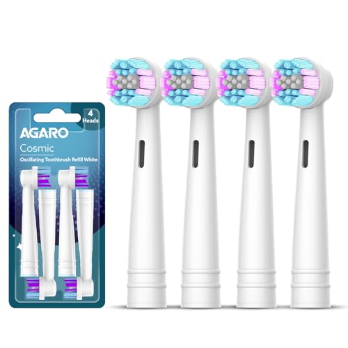 Image of AGARO Cosmic Oscillating Electric Toothbrush Refill Heads, Soft Bristles for Cleaning, Pack of 4 Brush Heads for Daily Oral Care,Compatible with AGARO Cosmic Plus & Cosmic Ultra Oscillating Toothbrush