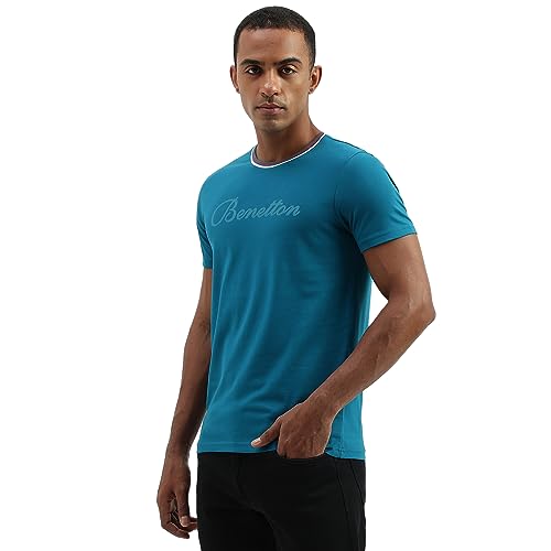 Image of UNITED COLORS OF BENETTON Men's Cotton Solid Regular Fit T-Shirt