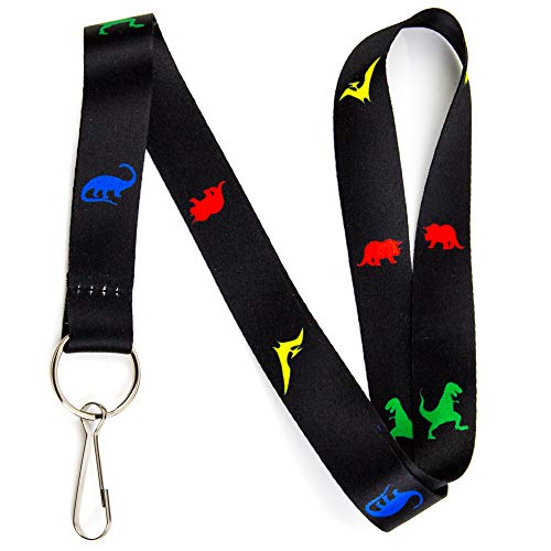 Dinosaur Lanyard Keychain And Badge Id Holder – Durable Black Polyester – Novelty Necklace #TOP5