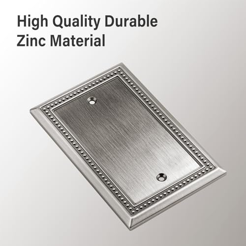 Image of Henne Bery Sunken Pearls Heavy Duty Decorative Wall Plate Switch Plate Outlet Cover (Single Blank, 2 Pack, Heirloom Silver)