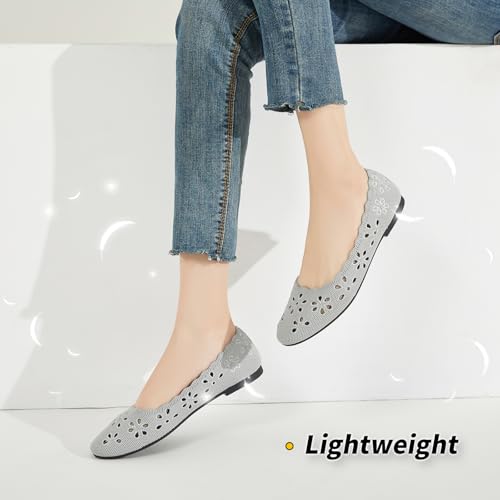 Image of BABUDOG Mesh Ballet Flats Shoes for Women,Womens Flats Dressy Comfortable,Women's Dress Shoes with Flower Eyelets,Slip on Casual Walking Flats