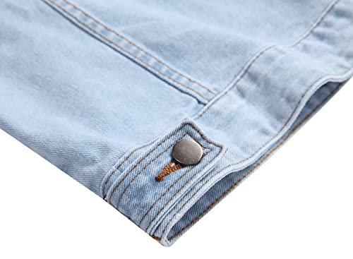 Image of Mens Denim Jacket Ripped Slim Jean Jacket Coat for Men