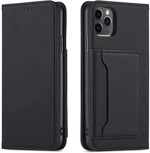 Étui portefeuille iPhone 13 noir antichoc et housse simili cuir avec support