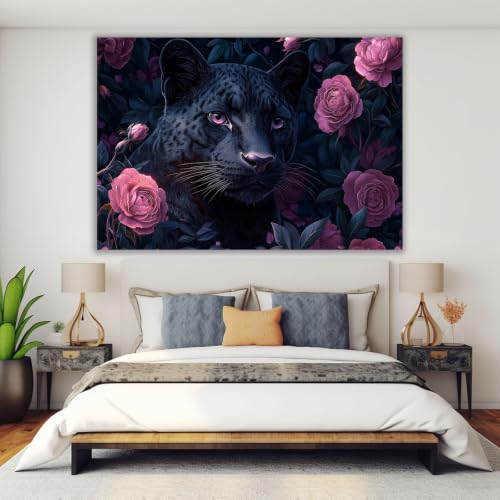 Cuadro de pantera oscura 40x60cm que transforma tu inodoro en un oasis 4