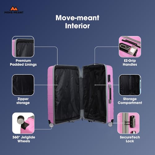Image of Move-Meant TRAVELFY Small & Medium 55 & 66Cm Suitcase 8 Wheels Number Lock Polypropylene Pink Trolley Bag for Men & Women | 360 Degree Wheeling Luggage | Trolley Bags for Travel