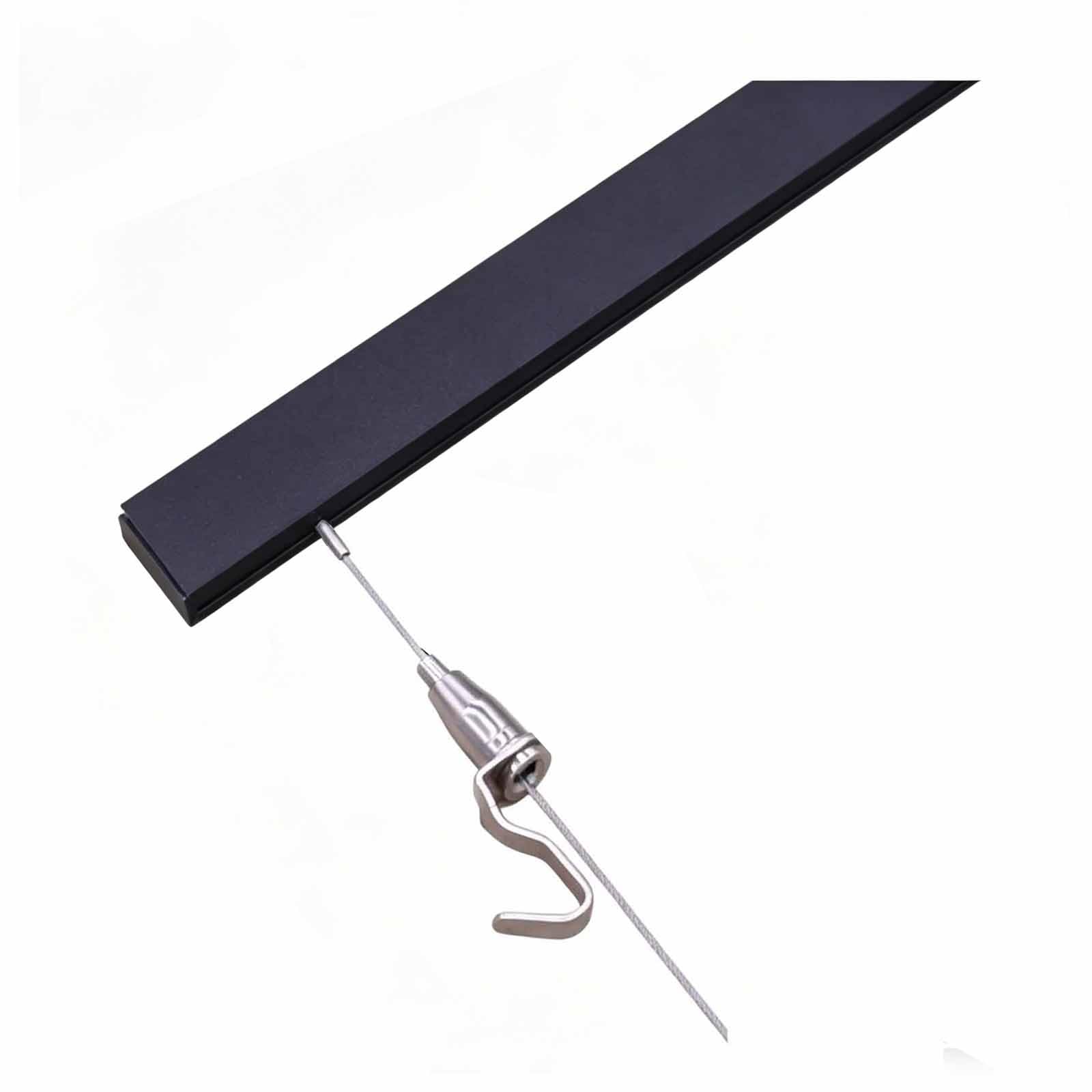 Hanging Picture Track, Minimalist Gallery Art Display Rail with Cable Hooks, Versatile Wall Hanging System for Photos Paintings(Black,200cm)