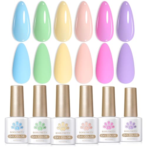 Born Pretty Vernis Semi Permanent U V Macarons Pastel Bonbons Gel Vernis à ongles U V Printemps Été Nu Rose Jaune Violet Bleu Vert U V LED Soak off Manicure