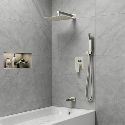 Image of SR SUN RISE 12'' All-Metal Shower System with Tub Spout Handheld Sprayer