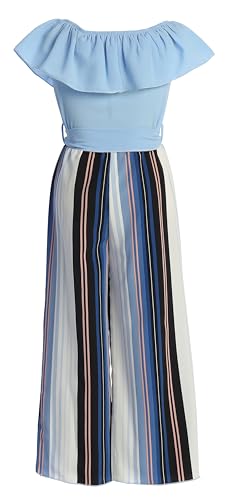 Image of iGirlDress Girls Wide Leg Off Shoulder Elegant High Waist Rompers Palazzo Pants Trousers Jumpsuits USA 4-14