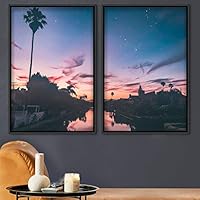 2 Piece Framed Canvas Wall Art Palm Tree Canvas Prints Home Artwork Decoration for Living Room,Bedroom - 16