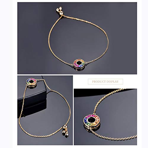 Daesar 18K Yellow Gold Charm Bracelet For Women Round 0.7Ct Ruby Charm Bracelet Chain Link Bracelet Gold #TOP5