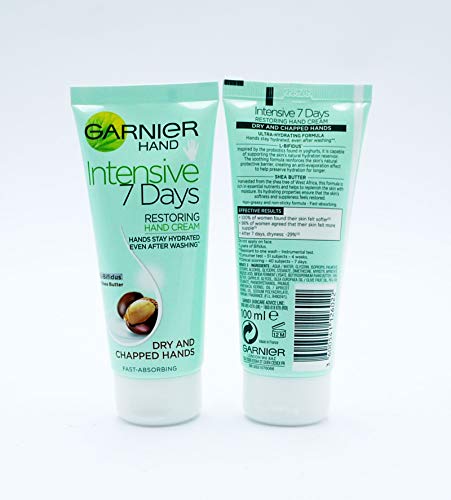 Garnier Intensive 7 Days Shea Butter & Probiotic Extract Hand Cream 100ml (6 pack), Ultra Hydrating & Repairing, For Very Dry Chapped Hands, Fast Absorbing & Non Greasy