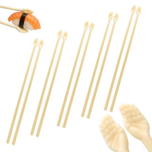5er Pack Lustige Sushi Stäbchen mit Mini Händen - Wiederverwendbare Essstäbchen für Kinder & Erwachsene - Originelle Geschenkidee für Sushi Fans, Party & Asiatische Küche - Witzige Chopsticks Set