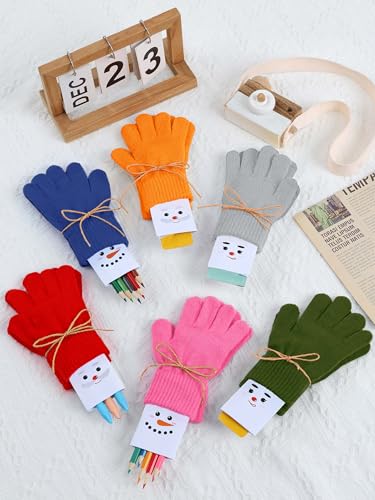 Image of Cooraby 12 Pairs Kid's Winter Magic Gloves Children Stretchy Warm Magic Gloves Boys or Girls Knit Gloves for 6-12 Years