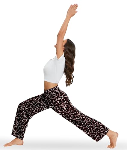 Image of Gracyoga Christmas Pajama Pants for Women Winter High Waist Wide Leg Yoga Pants Lounge Flowy Pants Trendy with Pockets L