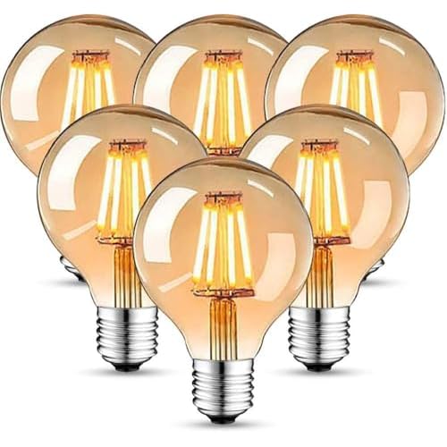 Edison Vintage Glühbirne, Edison LED Lampe Warmweiß E27 4W Retro Glühbirne Vintage Antike Glühbirne Ideal für Nostalgie und Retro Beleuchtung im Familie Hotel Bar usw - 6 Stück