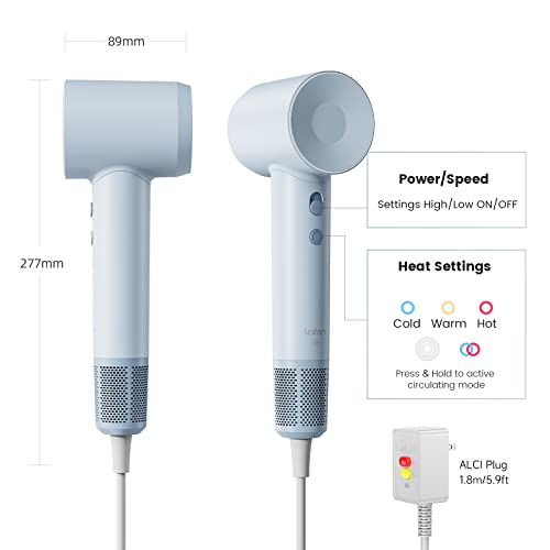 Laifen Hair Dryer Swift Se, 200 Million Negative Ionic Blow Dryer With 105,000 Rpm Brushless Motor 1400W Powerful For Fast Drying High-Speed Low Noise Hairdryer For Home, Travel (Matte Blue) #TOP1