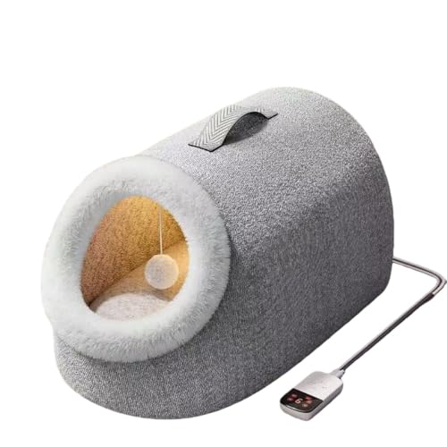 aelah 猫 こたつ ヒーターマット クッション付き ペットハウス 3档控温 ペット用品 防寒対策 キャットハウス スマート 恒温 柔らか 水洗え 休憩所 寝床 暖かい 防寒用具 過熱保護 (M: 42×28×28cm (10斤未満のペットに, 保温性ア