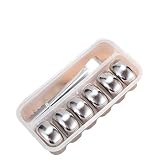 Lvguang Edelstahl Zylindrische Metallkühlblock Permanente Eiswürfel für Kaffee, Bier und Whisky Wiederverwendet (Silber, 3.8 * 2cm)
