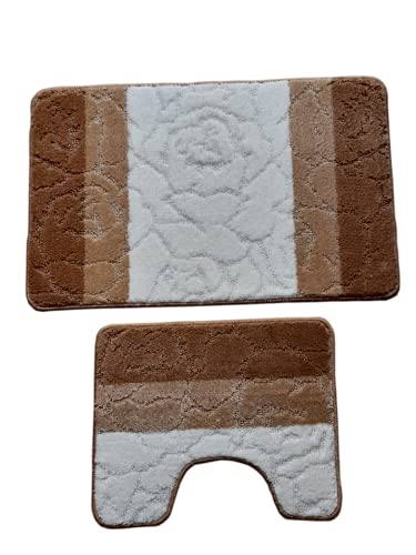 oKu-Tex Design Badematte Antirutsch Set 2 Teilig, rutschfest & waschbar, Badvorleger 50 x 80 cm für das Badezimmer, WC… – Bild 3