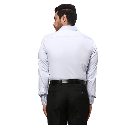 Image of Raymond Men Slim Fit Dobby Pattern Pure Cotton Semicutaway Collar Full Sleeve Formal Shirt