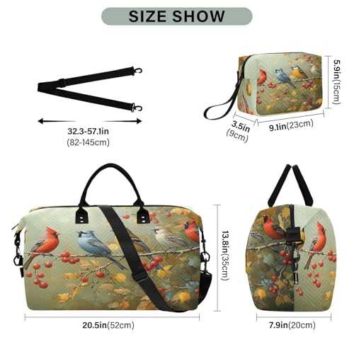 Bird Travel Gym Bag, Group Of Colorful Birds Weekender Overnight Duffle for Women with Toiletry Bag Travel Swim3