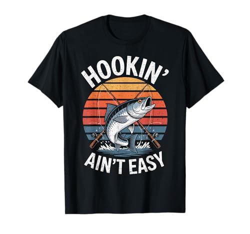 Funny Fishing Vintage Hookin' Ain't Easy Fisherman T-Shirt