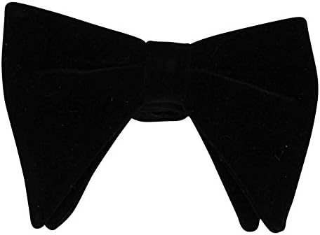 Mens AZAR Oversized Pre-Tied Handmade Velvet/Satin Formal Tuxedo Big Bow Tie (BLACK VELVET)