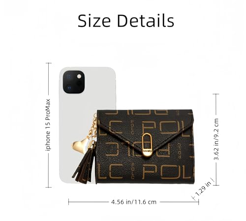 Women's Wallet - Women's Credit Card Holder Trifold Women's Small Wallet Compact and Lightweight (Dark Brown)3