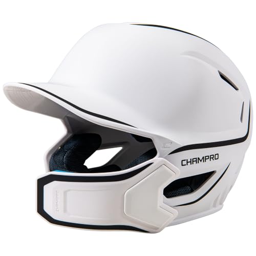 Casque de baseball bicolore mat Champro HXE avec protection maxillaire intégrée