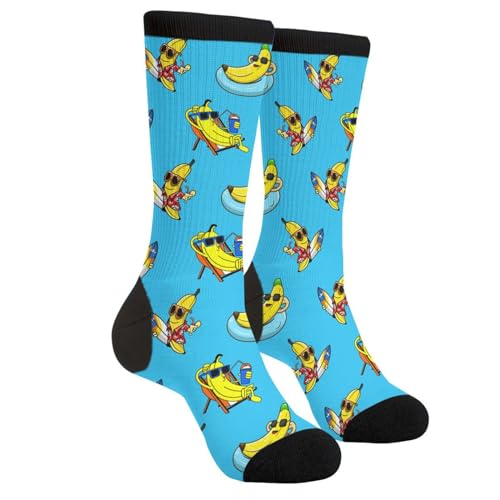 Tuaakeo Funny Novelty Banana Socks Casual Athletic Crazy Crew Socks For Women Men