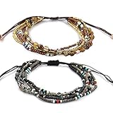 YOUQIANREN Boho Anklet Bracelets for Women, Adjustable Bohemian Anklets for Girls,2Pcs Handmade Bead