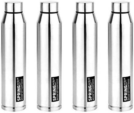 SPRINGWAY - Brand of Happiness | Eco Neer Bullet Stainless Steel Water Bottle 1000ml Set of 4 (Steel)