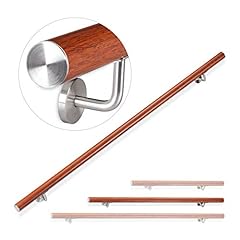 Relaxdays Corrimano in Alluminio, Rotondo, Passamano per Interni o Esterni Effetto-Quercia, 150 cm, Ø 42 mm Marrone