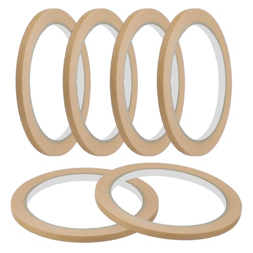 Image of MECCANIXITY Masking Tape 0.2 Inch x 21 Yard Painter's Tape Brown Paint Tapes for DIY Crafts Arts Drawing Decoration Labeling Car Painting Artist Teachers, Pack of 6
