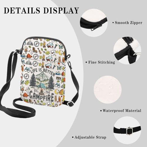 Happy Camper RV Gift Life Is Better By The Campfire Crossbody Bag Outdoors Camping Gift for Camping Lovers3