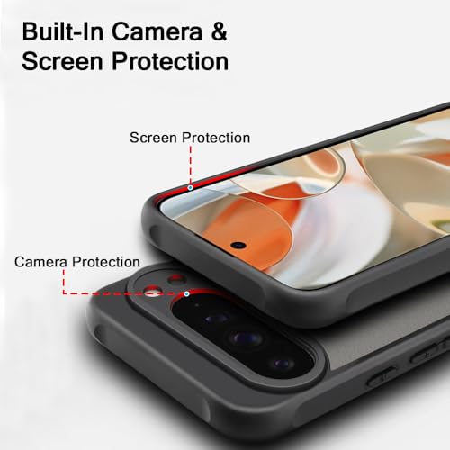 Image of TheGiftKart Hybrid Matte Frosted Translucent Back Cover Case for Google Pixel 9 Pro | Shockproof Design | Camera Protection Module | Hard Back Cover Case for Google Pixel 9 Pro (PC & TPU, Frost Black)
