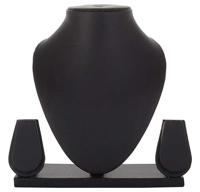 DOOR STEP SHOPPING Wooden Jewelry Necklace Earring Display 10 Inch (Black, 1)