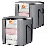 Picture of SLEEPING LAMB Extra Large 120L Blanket Storage Bags, 2 Packs Comforter Storage Bags for King Bedding Sheets and Breathable Clothes Containers for Closet Organizer Quilts, Pillows, Grey