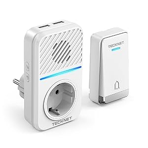 TECKNET Funkklingel Set mit EU-Steckdose und USB