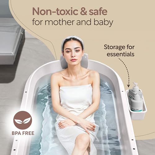 Image of LuvLap Super Large Mother & Baby Bath Tub, Folding Type Bath tub for Adults and Kids 140 X 60 X 57.5 cm with Temperature Meter (Grey)