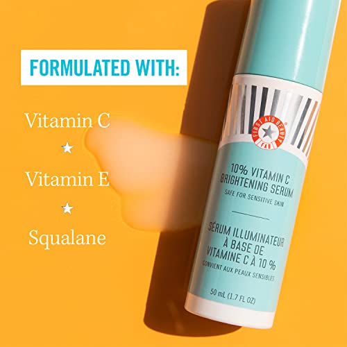 First Aid Beauty 10% Vitamin C Brightening Serum, Safe For Sensitive Skin, Helps Brighten + Visibly Firm Face + Neck, 1.7 Oz #TOP2