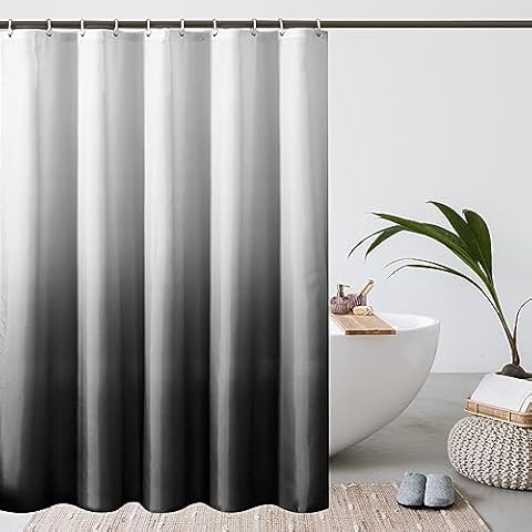 WELTRXE Ombre Black Shower Curtain Set Cover