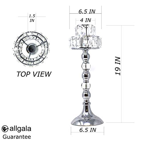 Allgala 19" Lamp Style Stealight Candle Holder With Crystal Blocks-Silver Chrome-Hd89012 #TOP1