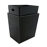 Kraftware Stitched Black Waste Basket with Plastic Liner, Waste Basket, Bathroom Hotel, Hospitality, Décor, Office Trash Can, MADE IN U.S.A.