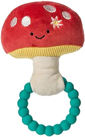 Mary Meyer Fairyland Forest Teether Baby Rattle, 6-Inches, Red Mushroom