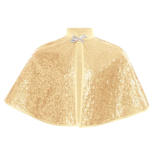 Choomomo Sequin Rhinestone Bolero Cape for Girls Princess Sparkly Glitter One Button Shawl Wraps