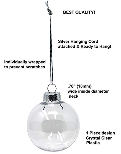 Creative Hobbies Round Clear Plastic Ball Ornaments, 83mm, Pack of 12