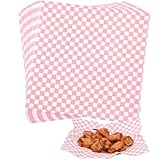 KIKISML 100 Sheets Pink and White Checkered Deli Paper Sheets 12 * 12 Inch, Food-graded Greaseproof Paper Basket Liners for Sandwiches, Burgers, Fries Wrapping Paper for Party, Festival and Outdoors