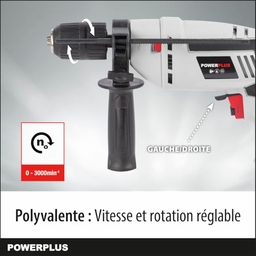 Perceuse à percussion Powerplus pour percer facilement les murs durs sans fatigue